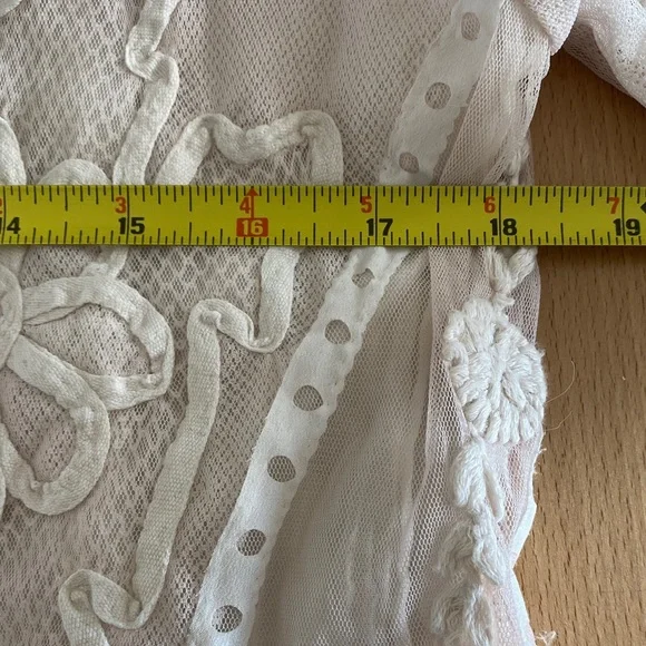 Sundance Cream Floral Embroidered Blouse Lined Tassle - Picture 10 of 12